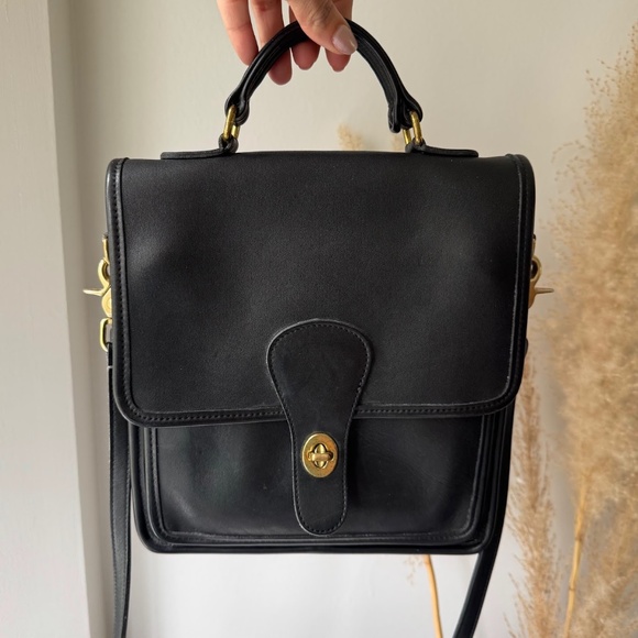 Coach Station 5130 Vintage Y2K Black Leather Top Handle Crossbody Shoulder Bag - Picture 4 of 12